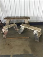 3 wooden saw horses