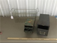Metal storage drawers and wire basket