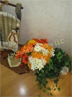 sleigh decor, artificial flowers