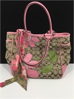 Coach Bleeker Pink Floral Tote w/ matching scarf.