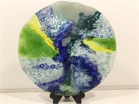 15in. Handblown Art glass Bowl. Signed JAK/02