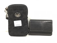 Black Coach wristlet purse with slim black