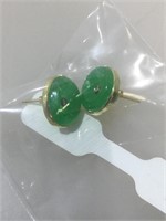 Jade and Diamond round earrings with posts and