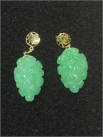 Jade grape cluster earrings on 14k chain with