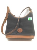Dooney and Bourke Navy and Brown leather footed
