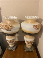 Pair of Boudoir Lamps, on cracked