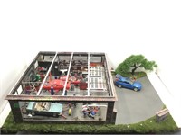 Large Classic Car Garage Model Diorama with