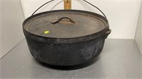 16" VTG CAST IRON DUTCH OVEN - "MIKE" METAL TAG