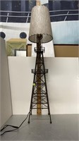 VTG 40" METAL FLOOR LAMP - OIL WELL W/ SHADE