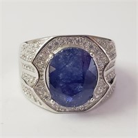 $400 Silver Sapphire CZ Ring