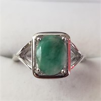 $180 Silver Rhodioum Plated Emerald(2ct) Ring