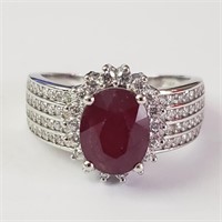$200 Silver Rhodioum Plated Ruby(2ct) Ring