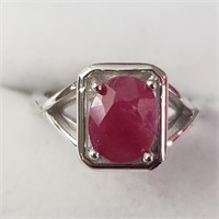 $180 Silver Rhodioum Plated Ruby(2ct) Ring