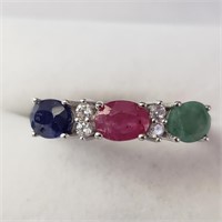 $180 Silver Rhodioum Plated Emerald(3ct) Ring