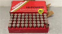 FEDERAL 9MM LUGER HI-POWER AMMO 50 PISTOL CART.