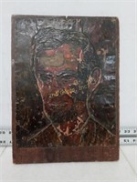 Abraham Lincoln Hand Made Tin on Wood Portrait