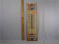 Pepsi Metal Thermometer 28"x7" Good Glass