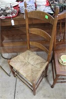 Maple rush seated ladder back chair