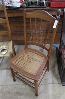 Cane seated side chair with cane top finials' and