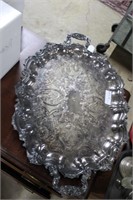 Silver plated serving tray with scalloped edge 26.