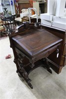 Victorian Sea Captain's Desk with shell finials in