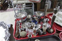 Tray lot assorted Sterling icl. Weighted pedestal,