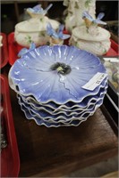 8 Fitz & Floyd style  poppy dessert plates in blue
