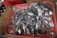 Tray lot assorted Sterling/800 silver serving spoo