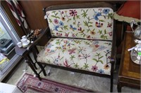 Floral parlor settee *some stains to fabric*