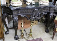 Contemporary black Marble top entry table with car