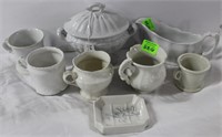 White ironstone - eight assorted pieces incl small