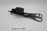 19th Century candle snuffing scissors with silver