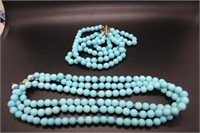 2 strands Larimar bead necklaces