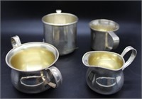 4 Sterling vessels incl. three baby cups incl. dou