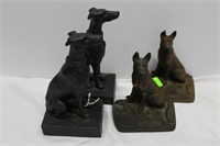 2 pair bookends: Scottie dog & cast German shepher