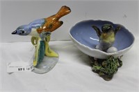 Stangl pottery bird & Meissen(?) porcelain bird on