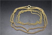 14kt gold twist earrings & two 14kt chain necklace