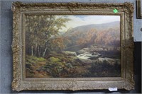 Charles S. Shaw oil on canvas of fall foliage over