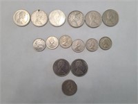 Set 15 1949-1970s Canadian Coins .05-.25