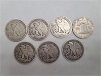 Lot 7 mostly silver half dollars 1937-1962