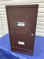 2 DRAWER BROWN FILING CABINET APPROX. 29IN X 14IN