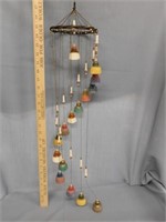 Vintage pottery wind chime w/ glazed bells and