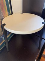New small round table Corian top brown base