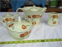 Hall's Jewel Tea Orange Poppy Tea Set - Rare