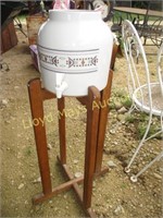 3 Gallon Ceramic Beverage Server w/ Wood Stand