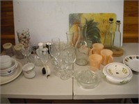 Kitchen Items-Glass Cutting Board, Wine Glasses