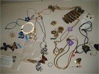 Costume Jewelry-Misc. Pins, Necklaces, Owls