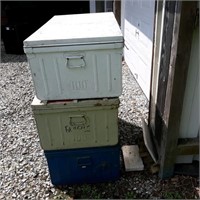 No.100 Tin Storage Lockers(3) w/Handles, 22x40x15