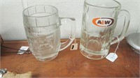 2 Vintage 1970's A&W Root Beer Mugs