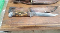 Western Wards Satg Handle Fixed Blade Knife w/
